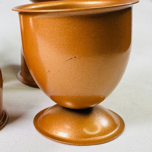 Vintage Metallic Copper Colored Pedestal Non-Food Set of 4 Cups Minor Flaws - Picture 7 of 9